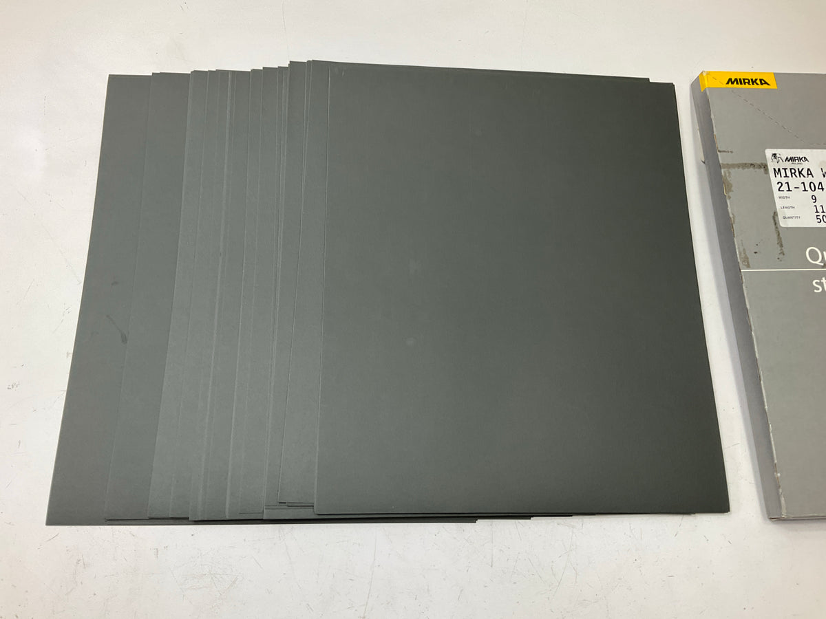 Mirka 21-104-P1200 9''x11'' 1200 Grit P1200 Waterproof Sandpaper Sheets, 45 / Box