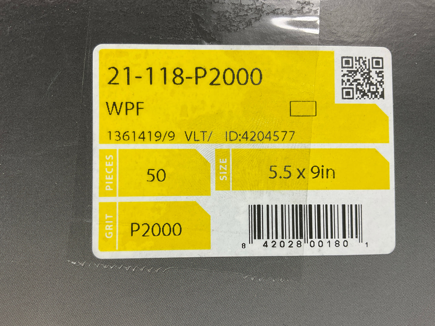Mirka 21-118-P2000 Waterproof Sandpaper Sheets 5.5''x9'' 2000 Grit, 50/Sleeve