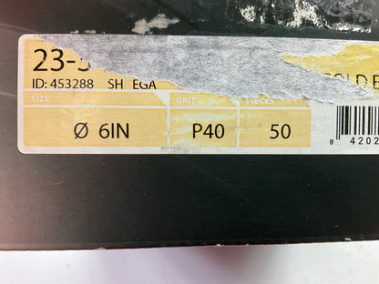 Mirka 23-341-040 Gold 6'' Solid PSA Sanding Discs, 50 Grit - 50 Discs Total