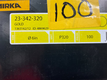 Mirka 23-342-320 Gold 6'' PSA Linkrol 320 Grit P320 Sanding Disc (100 / Roll)