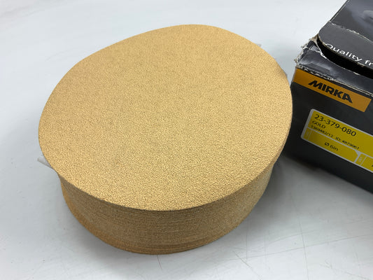 Mirka 23-379-080 Gold 6'' PSA Autobox Sanding Disc, 80 Grit, Qty. 100