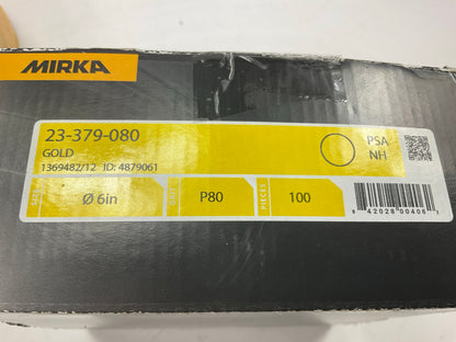 Mirka 23-379-080 Gold 6'' PSA Autobox Sanding Disc, 80 Grit, Qty. 100