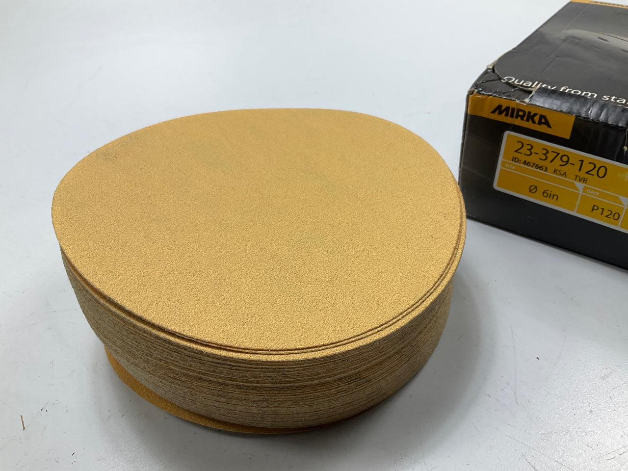 Mirka 23-379-120 Gold 6'' PSA Autobox Sanding Disc 120 Grit, 100 Discs / Box