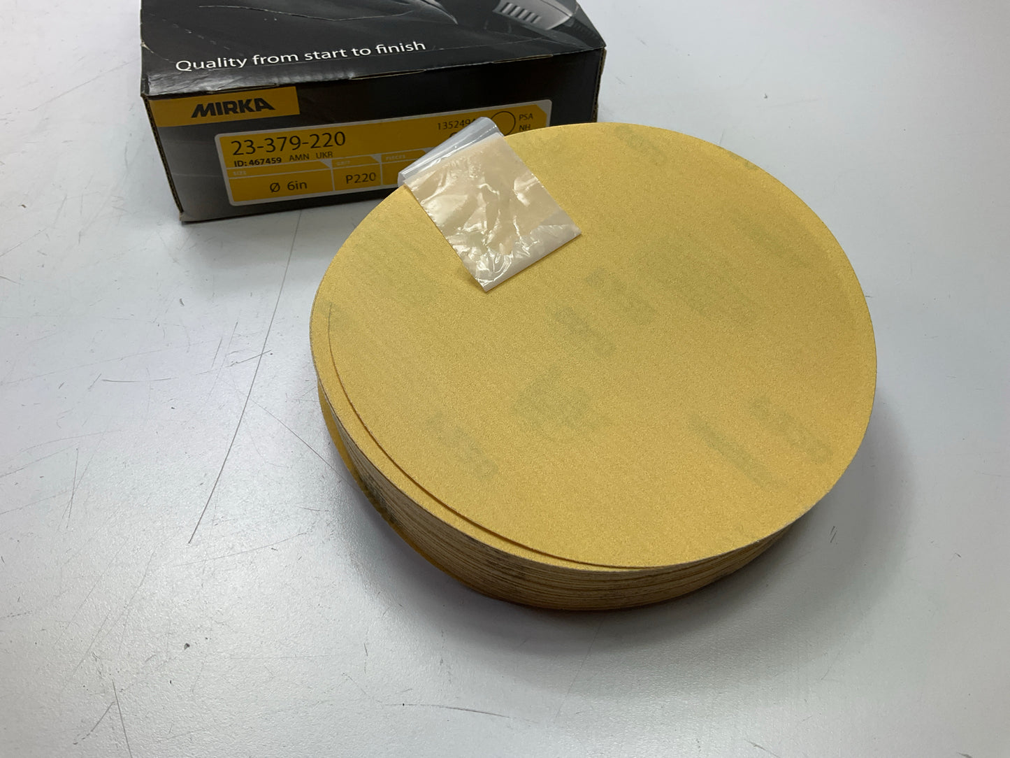Mirka 23-379-220 Gold 6'' PSA Autobox Sanding Disc 220 Grit, Qty. 100