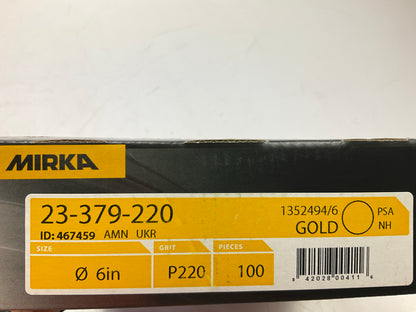 Mirka 23-379-220 Gold 6'' PSA Autobox Sanding Disc 220 Grit, Qty. 100