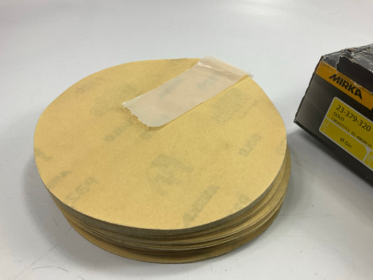 Mirka 23-379-320 Gold 6'' PSA Autobox 320 Grit Sanding Disc (100 Discs / Box)