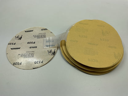 96 Discs Total - Mirka 23-379-320 Gold 6'' PSA Autobox 320 Grit Sanding Disc