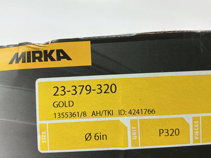 96 Discs Total - Mirka 23-379-320 Gold 6'' PSA Autobox 320 Grit Sanding Disc