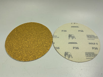 Mirka 23-622-036 Gold 6'' Heavy Duty Grip Hook & Loop Sanding Discs 36-Grit 50pcs