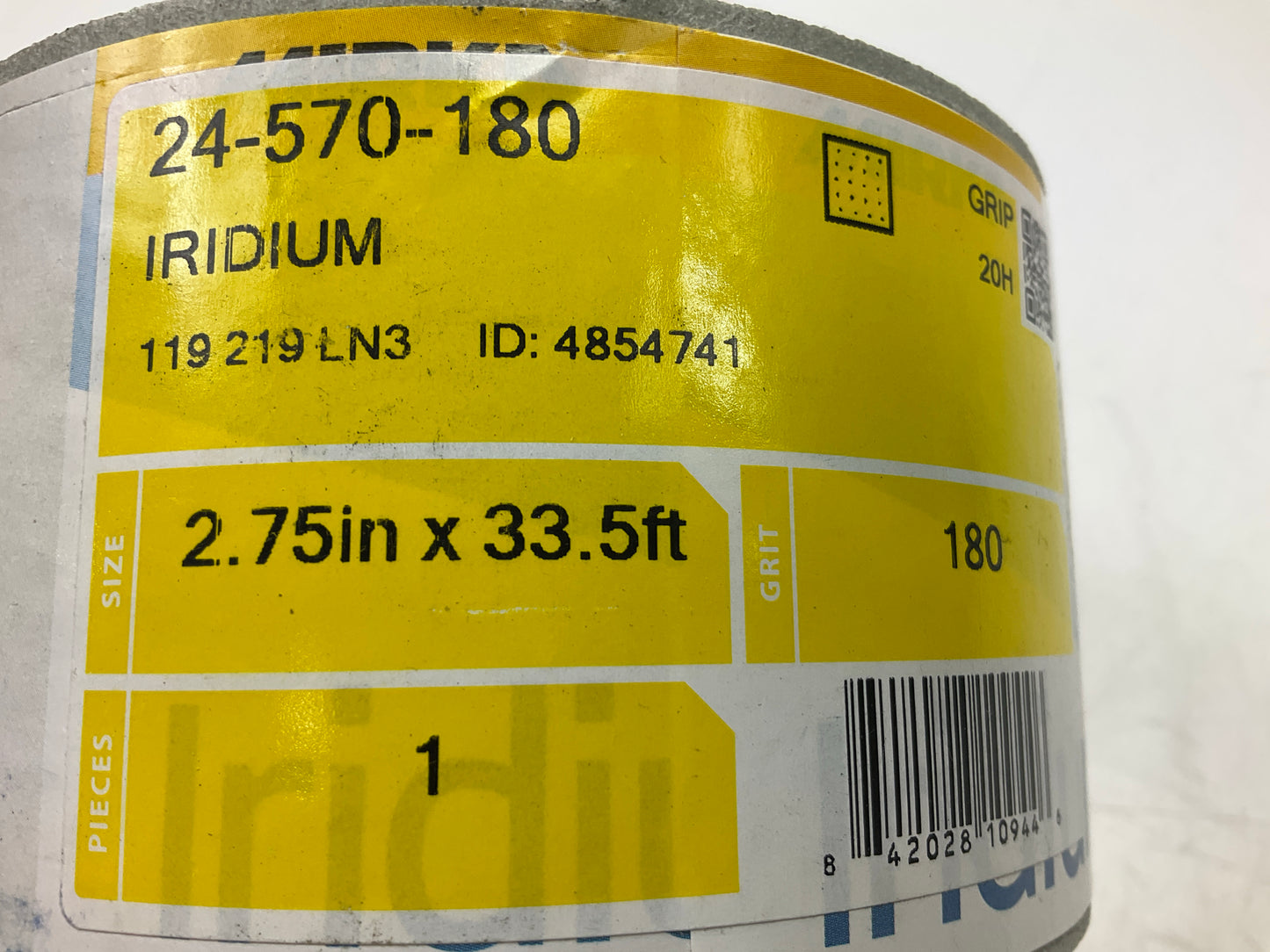 Mirka Iridium 24-570-180 Grip-On 180 Grit Vacuum Sanding Sheet Roll,2-3/4''x33.5''