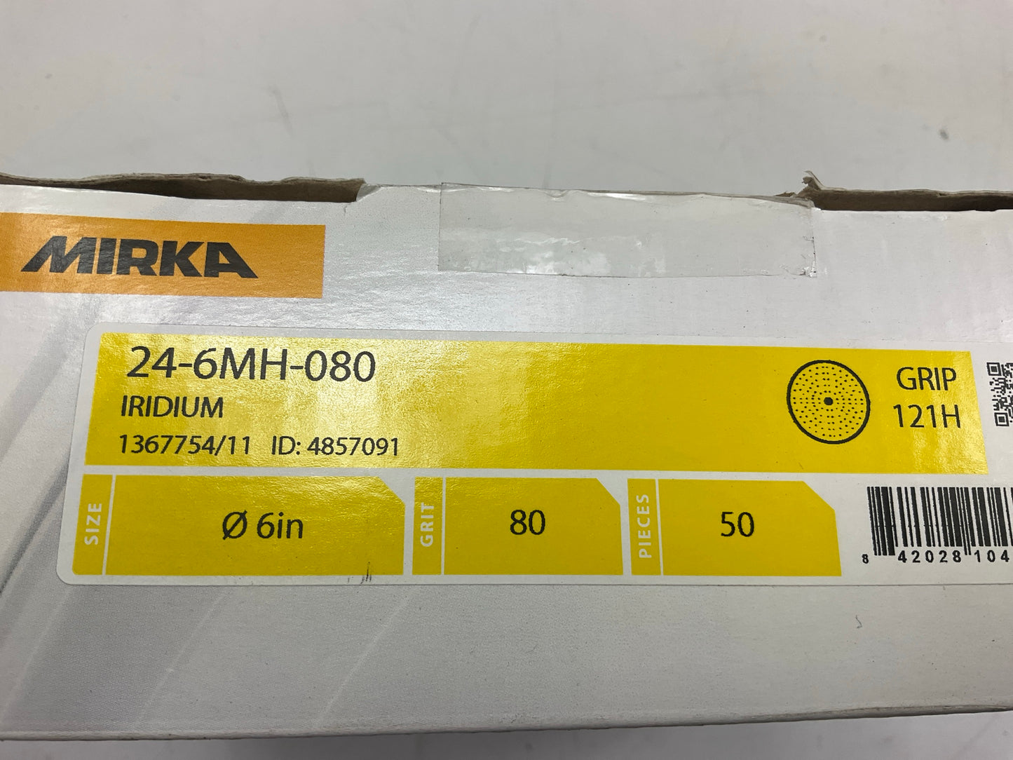 Mirka 24-6MH-080 Iridium 6'' Grip Sanding Disc 121H 80 Grit,  (50 Discs/box)