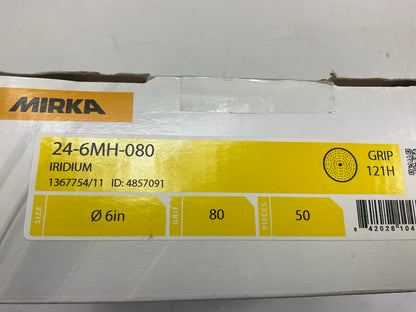 Mirka 24-6MH-080 Iridium 6'' Grip Sanding Disc 121H 80 Grit,  (50 Discs/box)