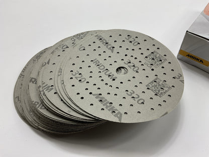 MIRKA 24-6MH-320 IRIDIUM 6'' Grip 121 Hole 320 Grit Sanding Discs, Pack Of 50