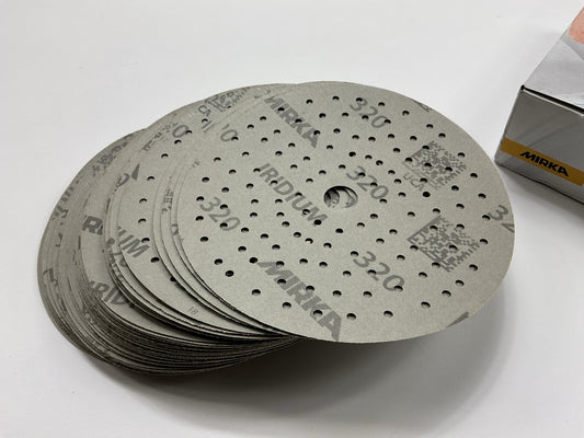 MIRKA 24-6MH-320 IRIDIUM 6'' Grip 121 Hole 320 Grit Sanding Discs, Pack Of 50