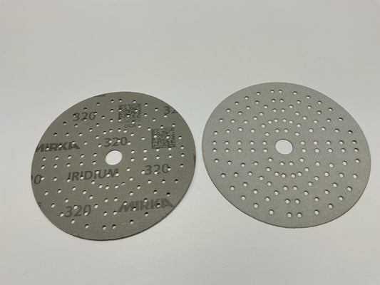 MIRKA 24-6MH-320 IRIDIUM 6'' Grip 121 Hole 320 Grit Sanding Discs, Pack Of 50
