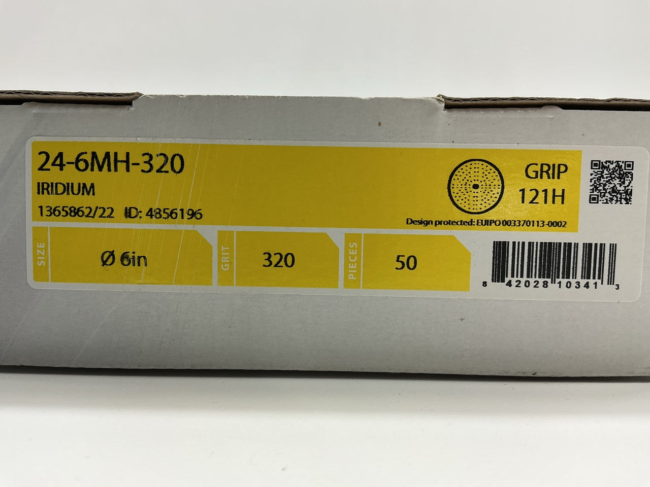 MIRKA 24-6MH-320 IRIDIUM 6'' Grip 121 Hole 320 Grit Sanding Discs, Pack Of 50