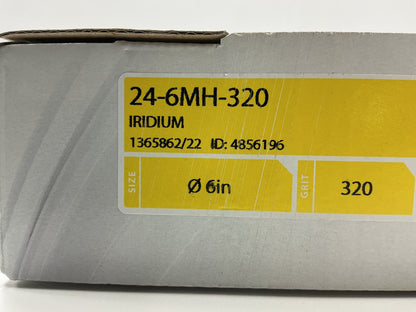 MIRKA 24-6MH-320 IRIDIUM 6'' Grip 121 Hole 320 Grit Sanding Discs, Pack Of 50