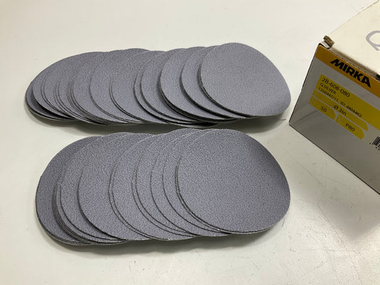 Mirka 2B-608-080 Q. Silver 3'' P80 80 Grit Sanding Discs, 50 Discs Total