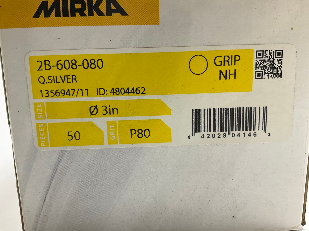 Mirka 2B-608-080 Q. Silver 3'' P80 80 Grit Sanding Discs, 50 Discs Total