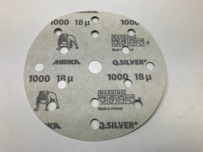 49 Discs Mirka 2C-611-1000 Q.Silver 6'' 15H Vacuum Grip Sanding Discs, 1000 Grit