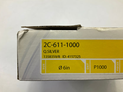 49 Discs Mirka 2C-611-1000 Q.Silver 6'' 15H Vacuum Grip Sanding Discs, 1000 Grit