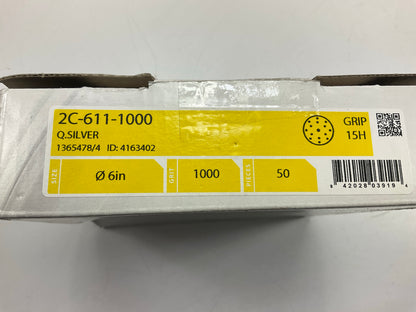 Mirka 2C-611-1000 Q.Silver 6'' 15H Vacuum Grip Sanding Discs, 1000 Grit, 50 Discs