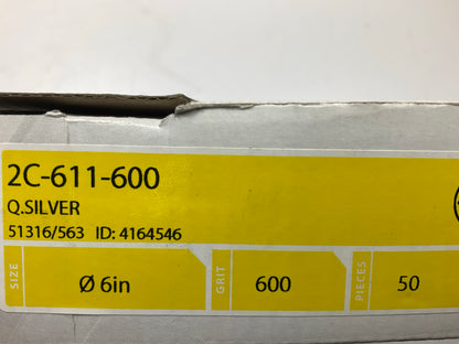 Mirka 2C-611-600 Q. Silver Micro 6'' 15h Vacuum Grip Disc 600 Grit, 50 / Box