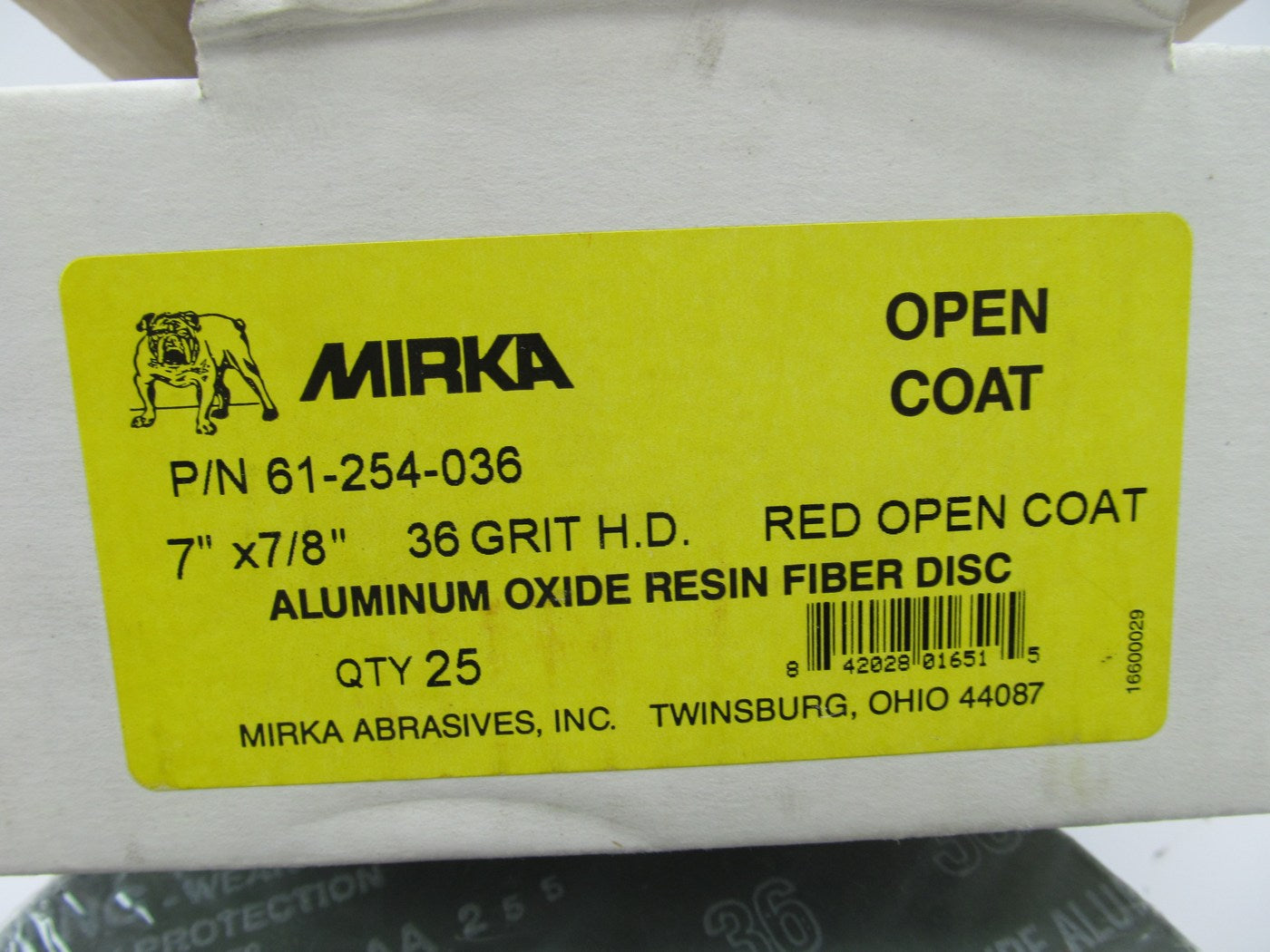 (25) Discs - Mirka 61-254-036 7 In. Aluminum Oxide Fiber Disc (Red) 36 Grit P36