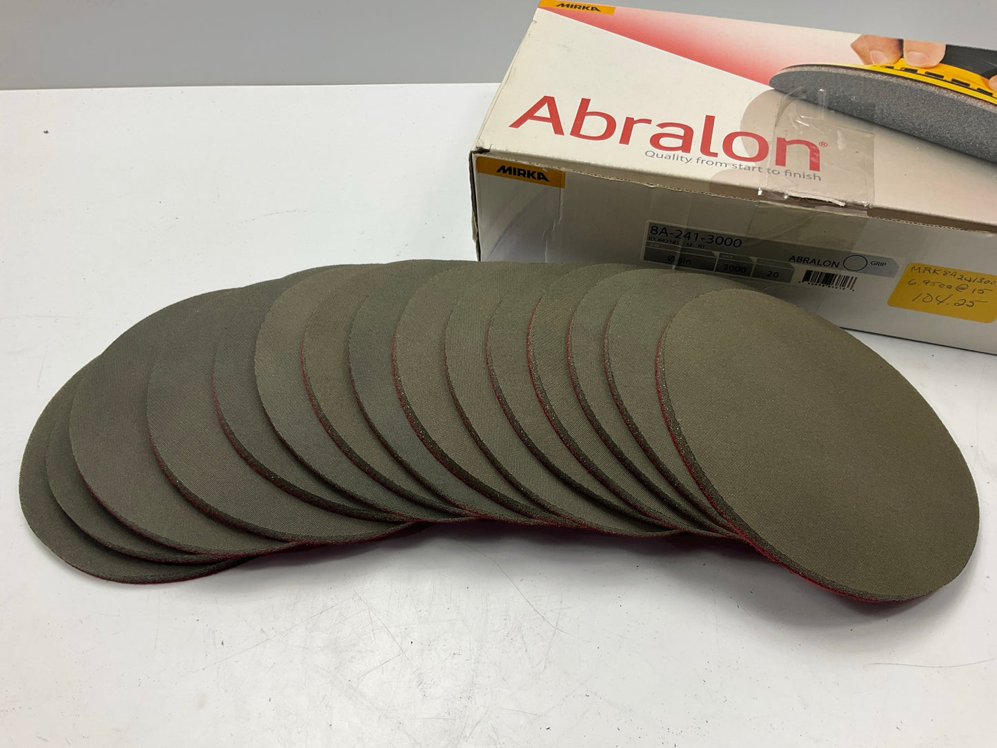 Mirka 8A-241-3000 Abralon 6'' Foam/Sponge Wet/Dry Discs Pads 3000 Grit, 15 Pcs