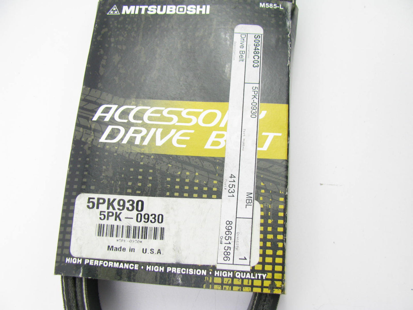 Mitsuboshi 5PK930 Serpentine Belt - 18mm X 930mm - 5 Ribs
