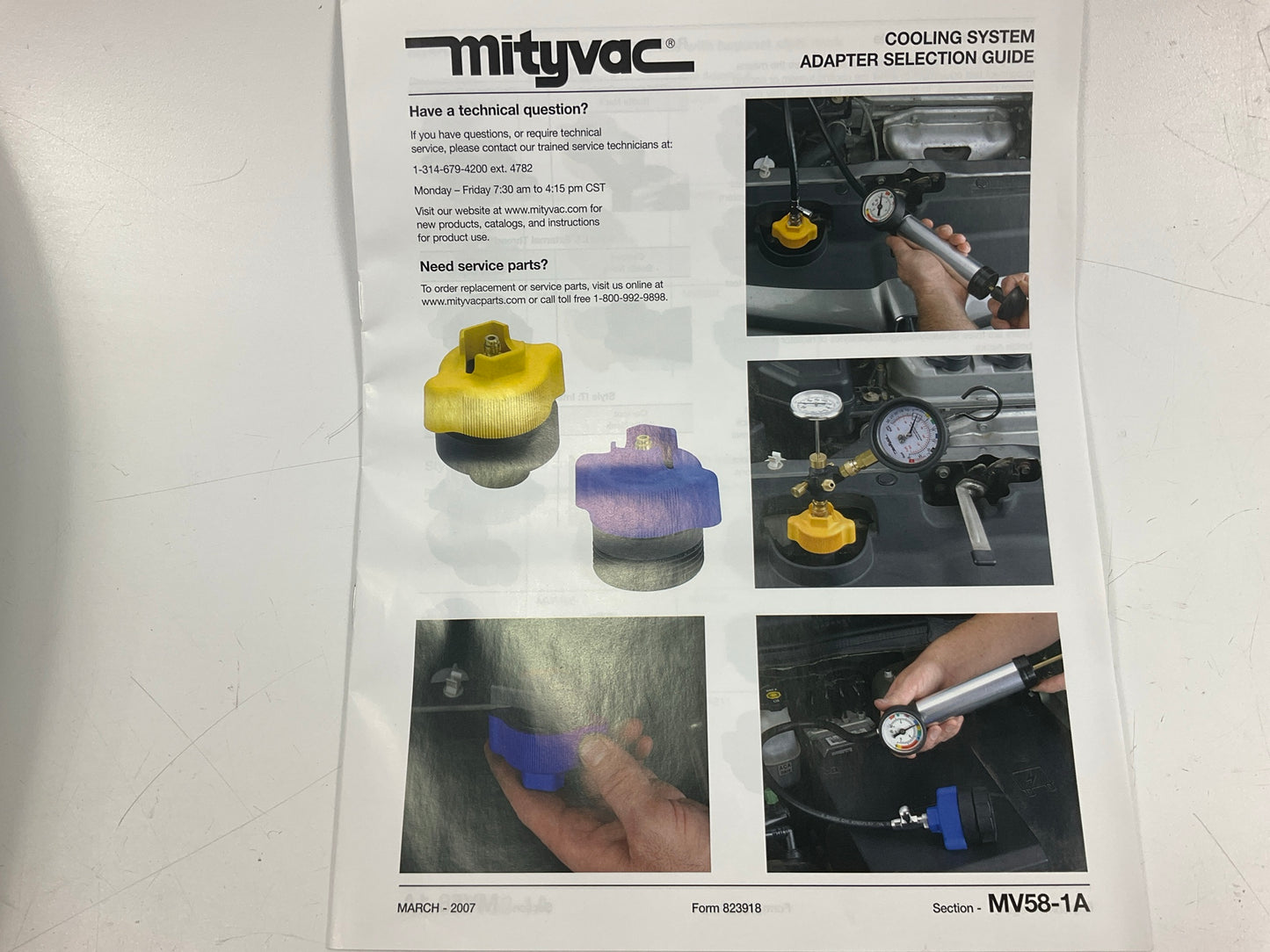 Mityvac MV4530 Automotive Cooling System Pressure Test Kit, Push-button Valve