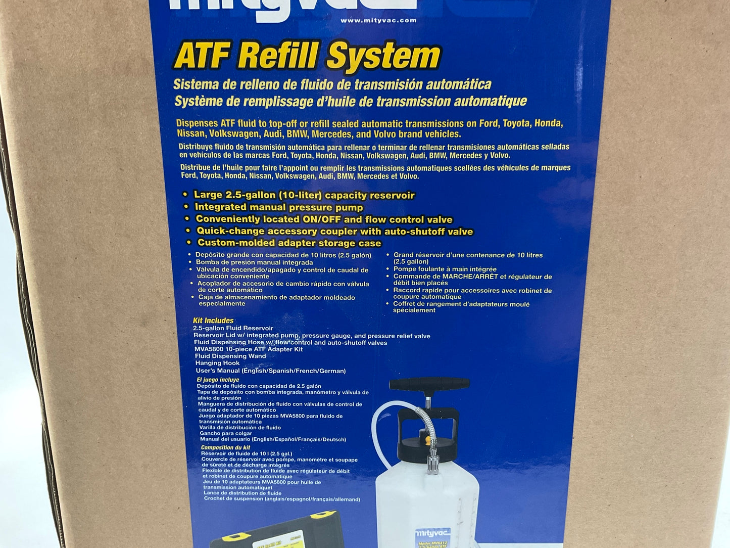 Mityvac MV6412 2.5 Gallon ATF Refill System For Sealed Auto Transmissions