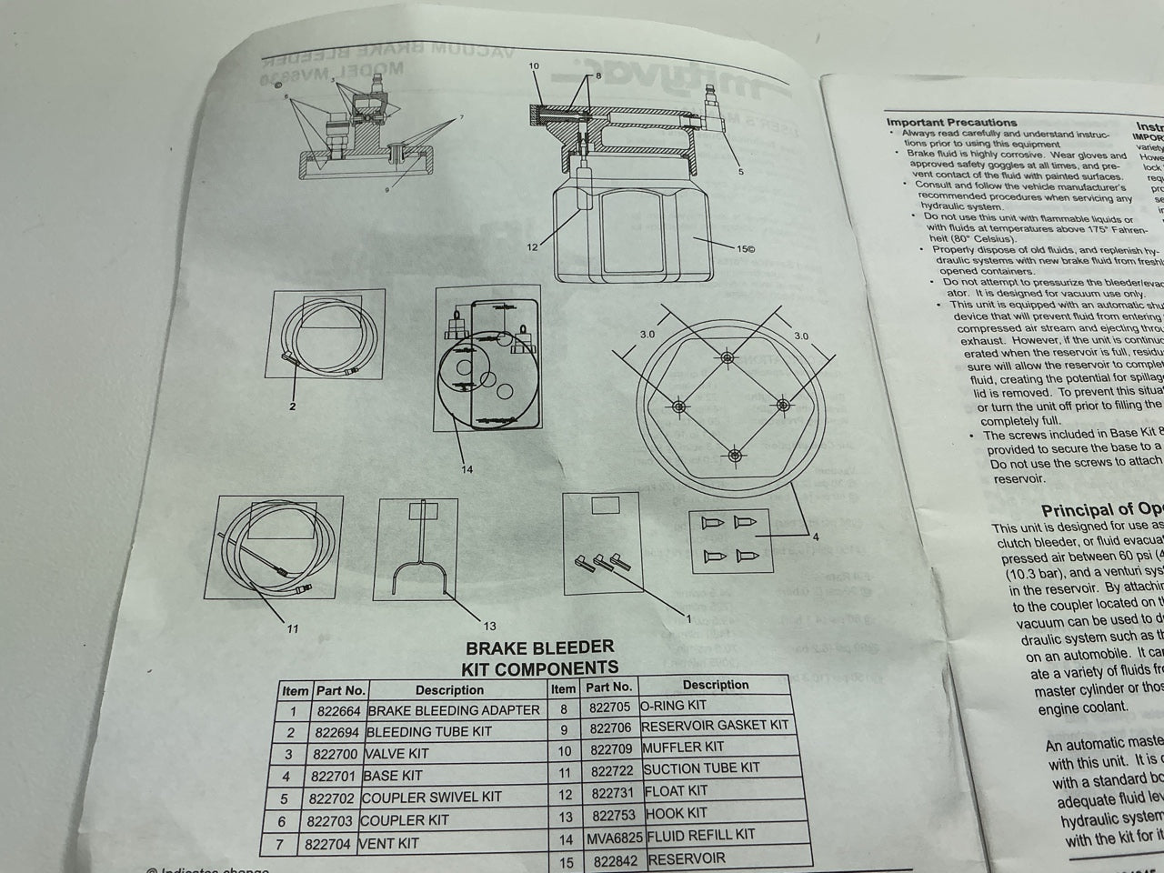 INCOMPLETE, Comes As Shown -  MityVac MV6830 Air Vacuum Brake Bleeder Kit