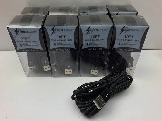 (8) Mobile Gear MG908 Micro USB 10 Feet Charging Cables - PACK OF 8 CABLES