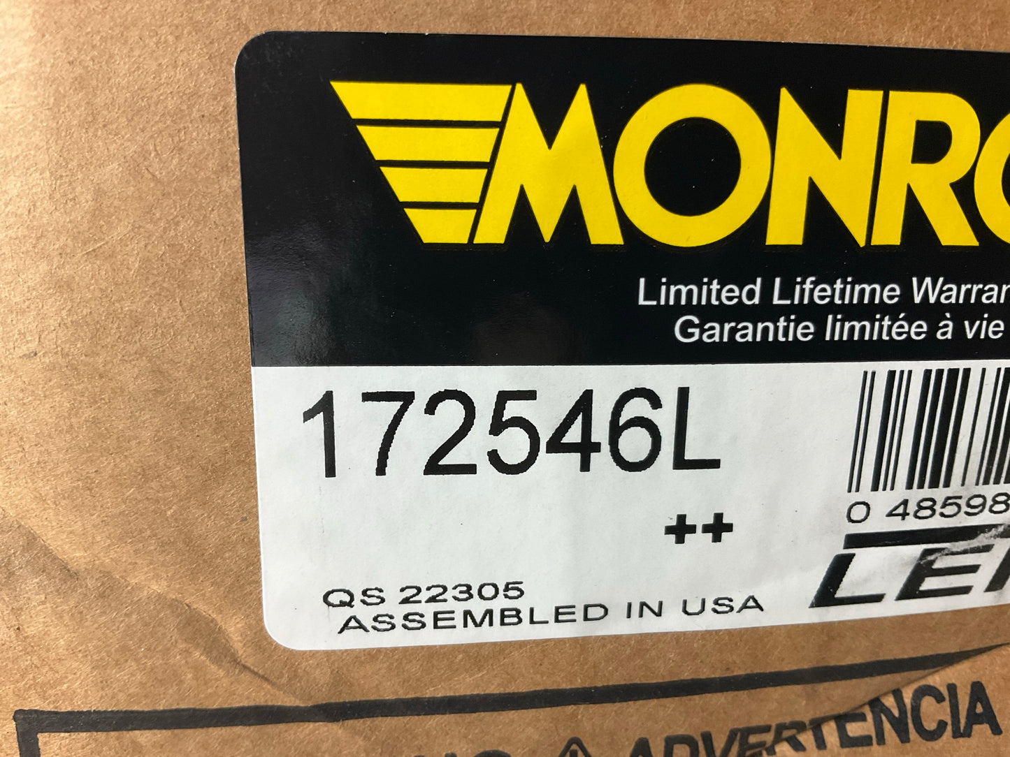 Monroe 172546L Front Left Suspension Strut And Coil Spring Assembly