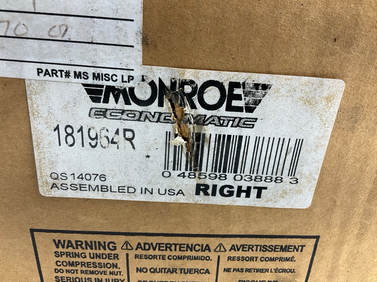 Monroe 181964R Front Right Suspension Strut And Coil Spring Assembly