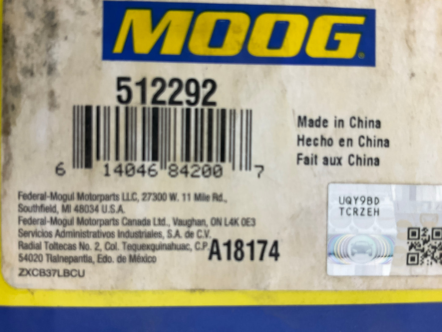 Moog 512292 Wheel Bearing & Hub Assembly, Rear
