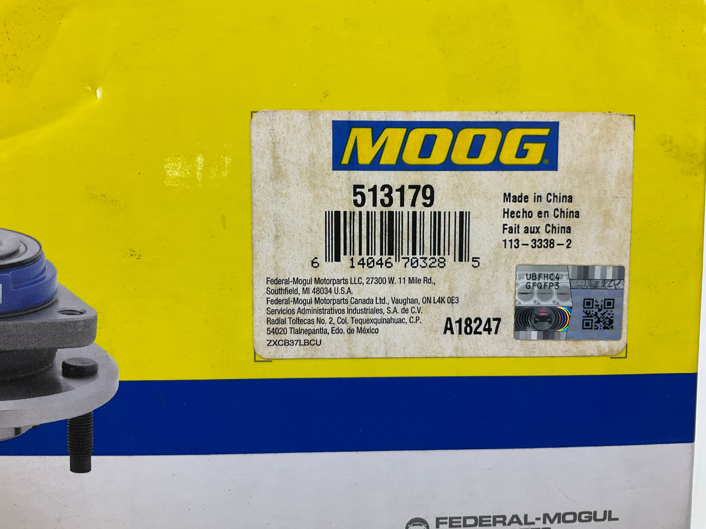 Moog 513179 Wheel Bearing And Hub Assembly, Front