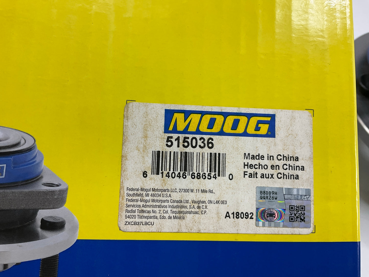 Moog 515036 Wheel Bearing And Hub Assembly, Front