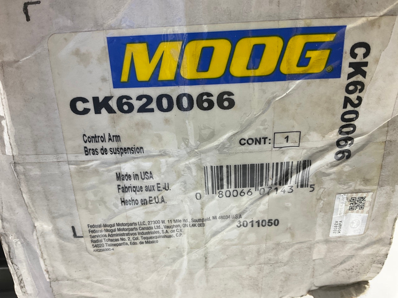 Moog CK620066 Suspension Control Arm And Ball Joint Assembly, Front Left Lower