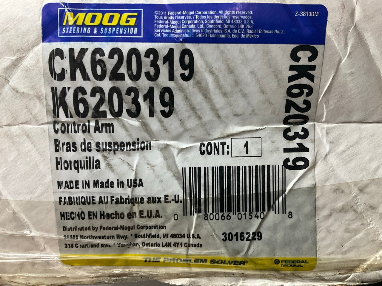 NO HARDWARE Moog CK620319 Front Left Lower Suspension Control Arm & Ball Joint