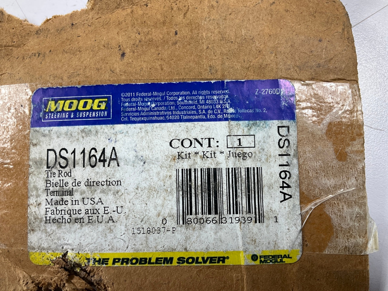 Moog DS1164A I-Beam Front Axle Inner & Outer Steering Tie Rod End Assembly
