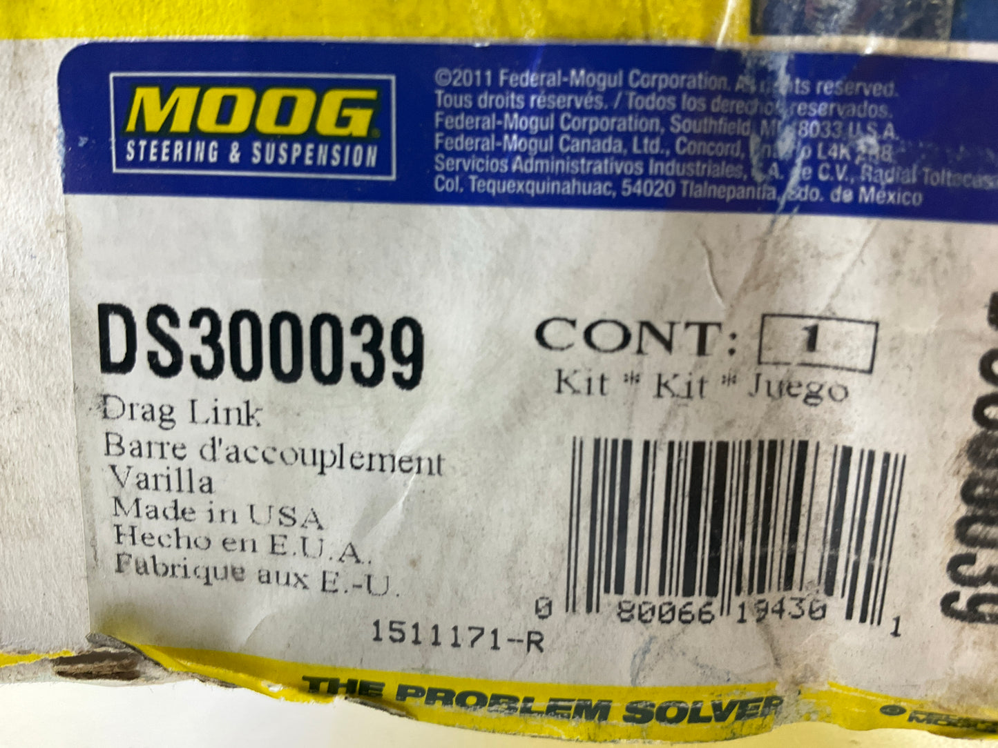 Moog DS300039 Steering Drag Link 2011-2016 F-350 SD, F-450 SD