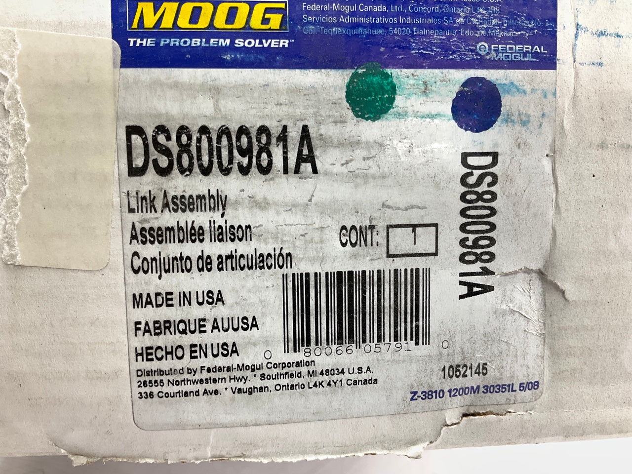 Moog DS800981A Steering Linkage Kit: Drag Link, Tie Rod Ends, Adjusting Sleeves