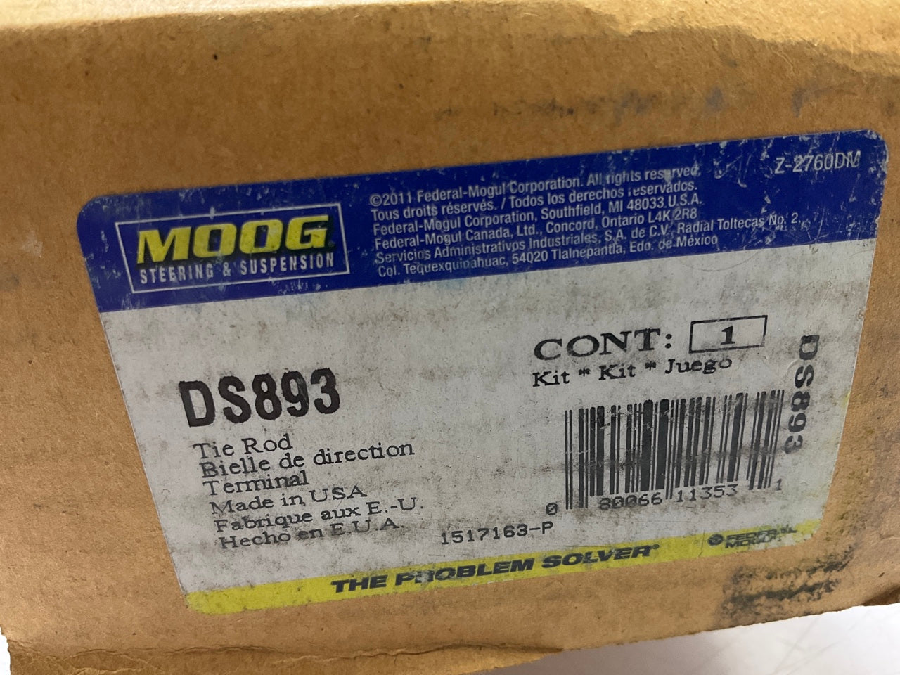 Moog DS893 Steering Tie Rod End Drag Link - Front Left Outer