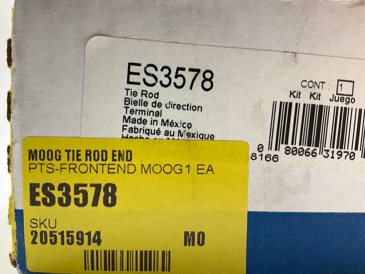 Moog ES3578 Front Left Outer Steering Tie Rod End