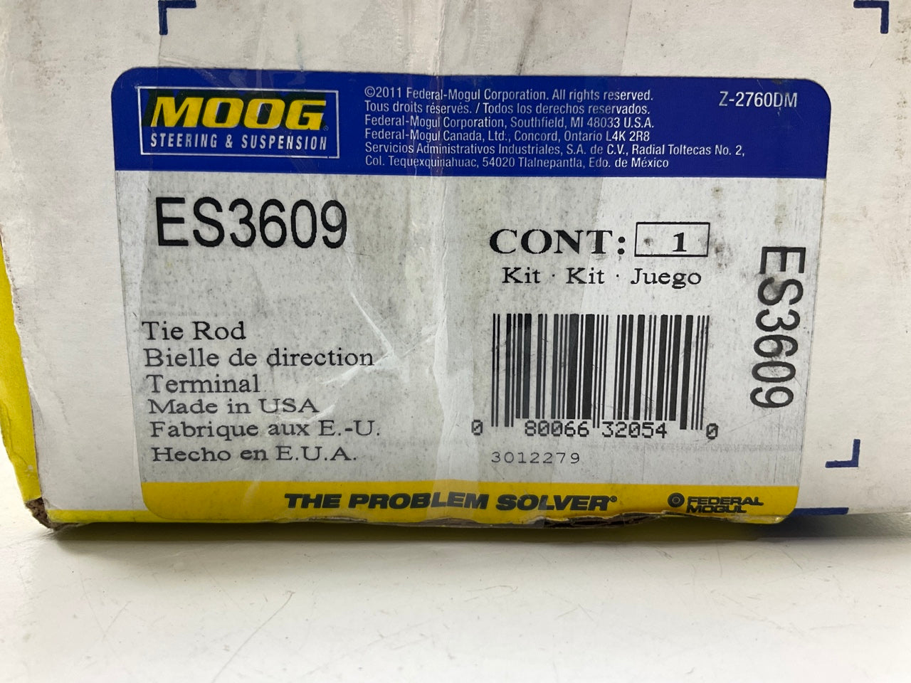 Moog ES3609 Front Outer Steering Tie Rod End