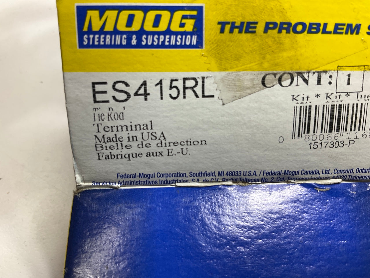 MISSING HARDWARE - Moog ES415RL Front Outer Steering Tie Rod End