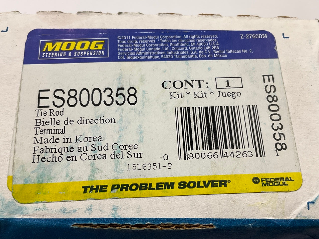 Moog ES800358 Steering Tie Rod End - Front Right Outer