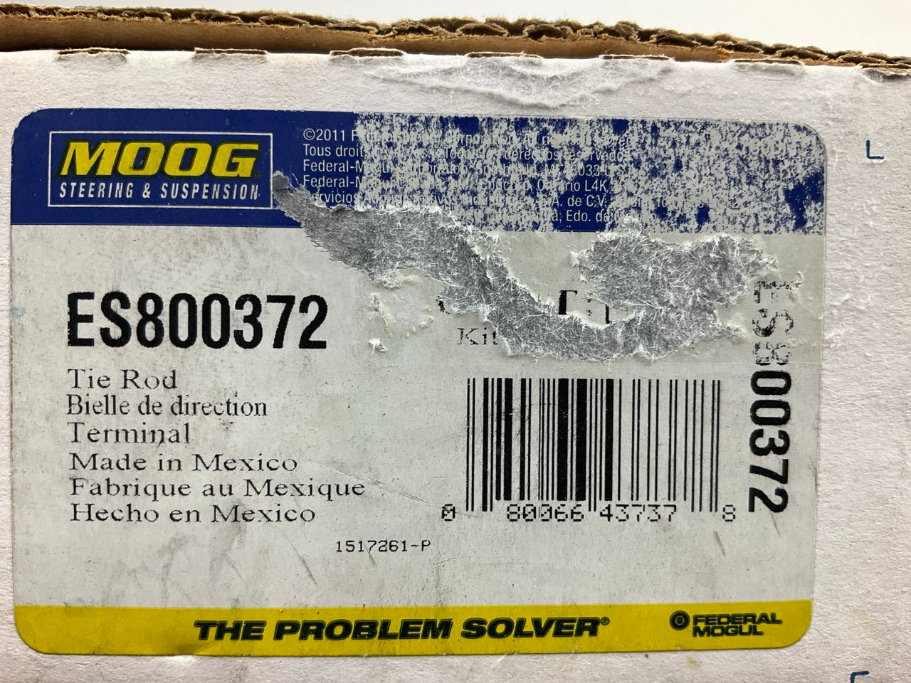NO HARDWARE - Moog ES800372 Front Right Outer Steering Tie Rod End
